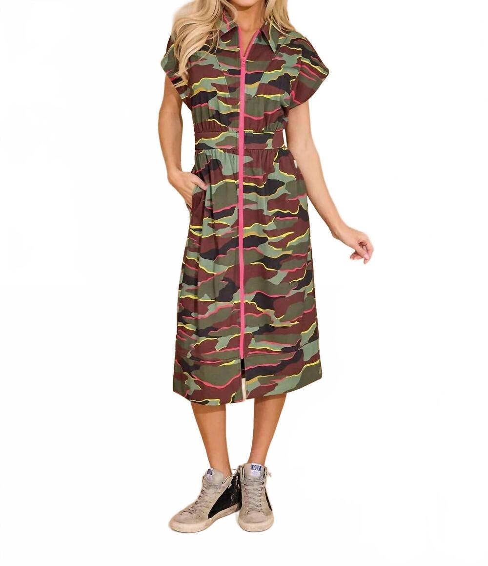NEW ALDEN ADAIR belle midi dress in neon camo